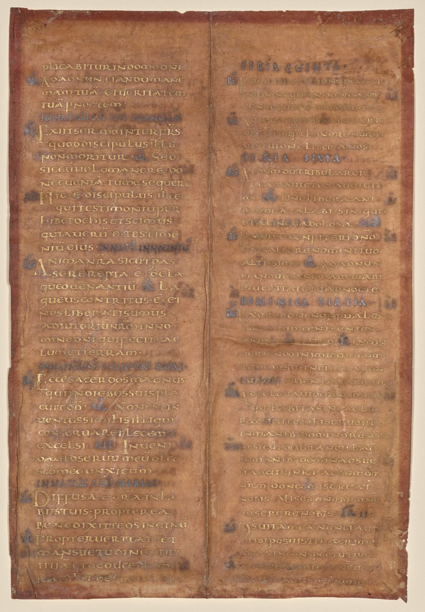 Bifolium udskåret fra en karolingisk gradual (recto) af Unknown artist