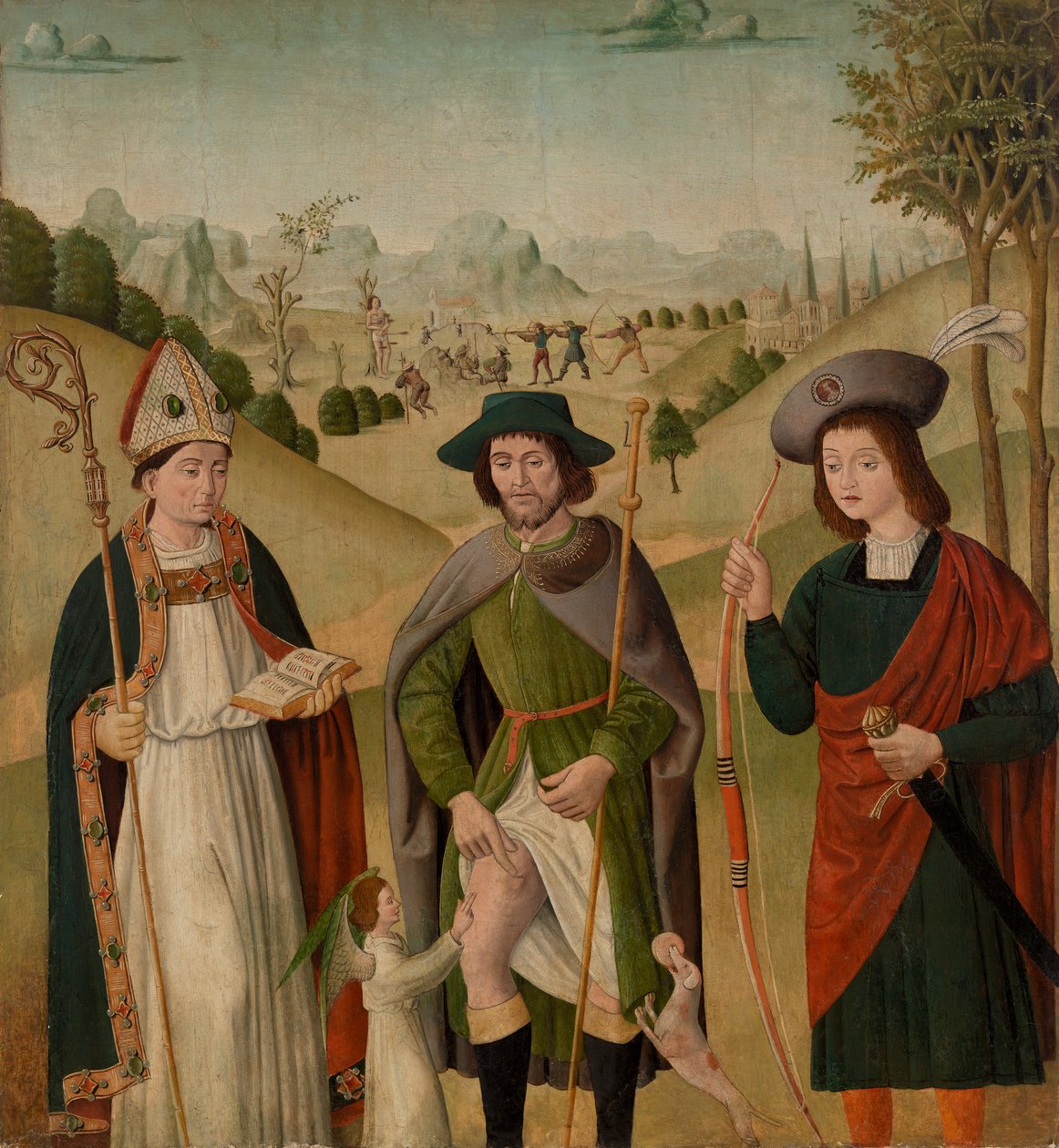 Biskop Saint, Saint Roch og Saint Sebastian af Unknown artist