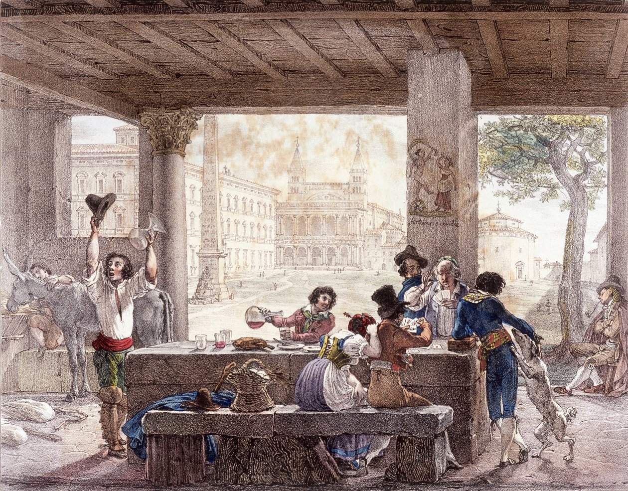 Bistro i Rom omkring 1820. af Unknown artist
