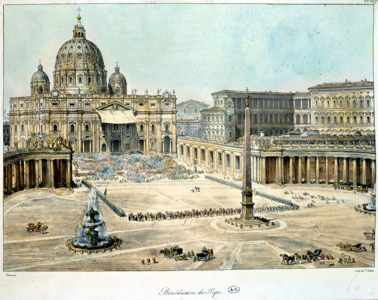 Pavens velsignelse fra Sankt Peter af Rom, ca. 1820. af Unknown artist