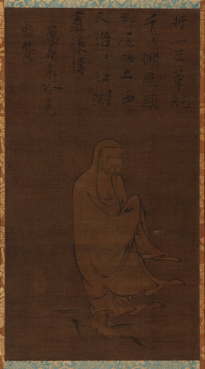 Bodhidharma krydser Yangzi på et siv af Unknown artist
