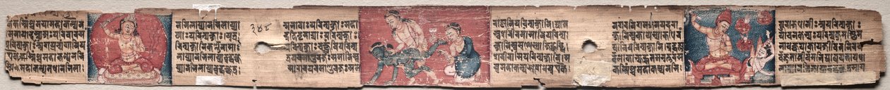 Bodhisattva Samantabhadra renser vejen til oplysning, med Manjushri: Folio 348 (verso), fra en Gandavyuha-sutra (Skriften om den Højeste Array) af Unknown artist