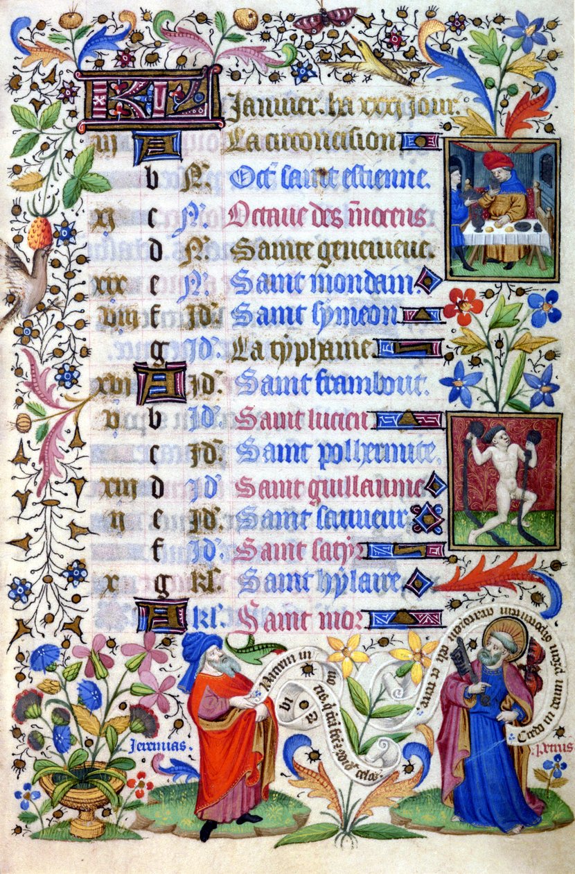 Tidsbog i det 15. århundrede. Januar måned. Milano, Biblioteca Trivulziana. af Unknown artist