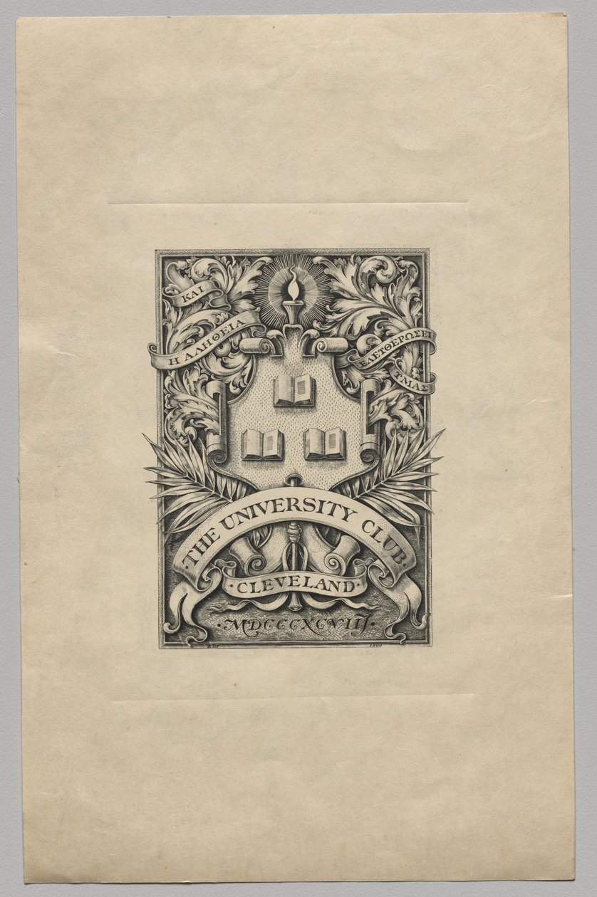 Bogplade: The University Club, Cleveland af Unknown artist