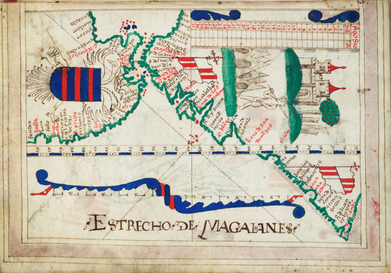 Indbundet i et atlas med 25 kort med diagrammer og tabeller. Portugisisk eller spansk. af Unknown artist