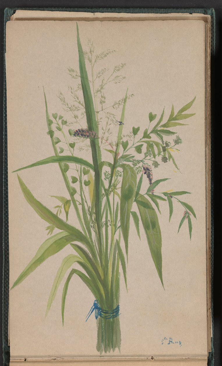 Buket af blomster og græsser af Unknown artist