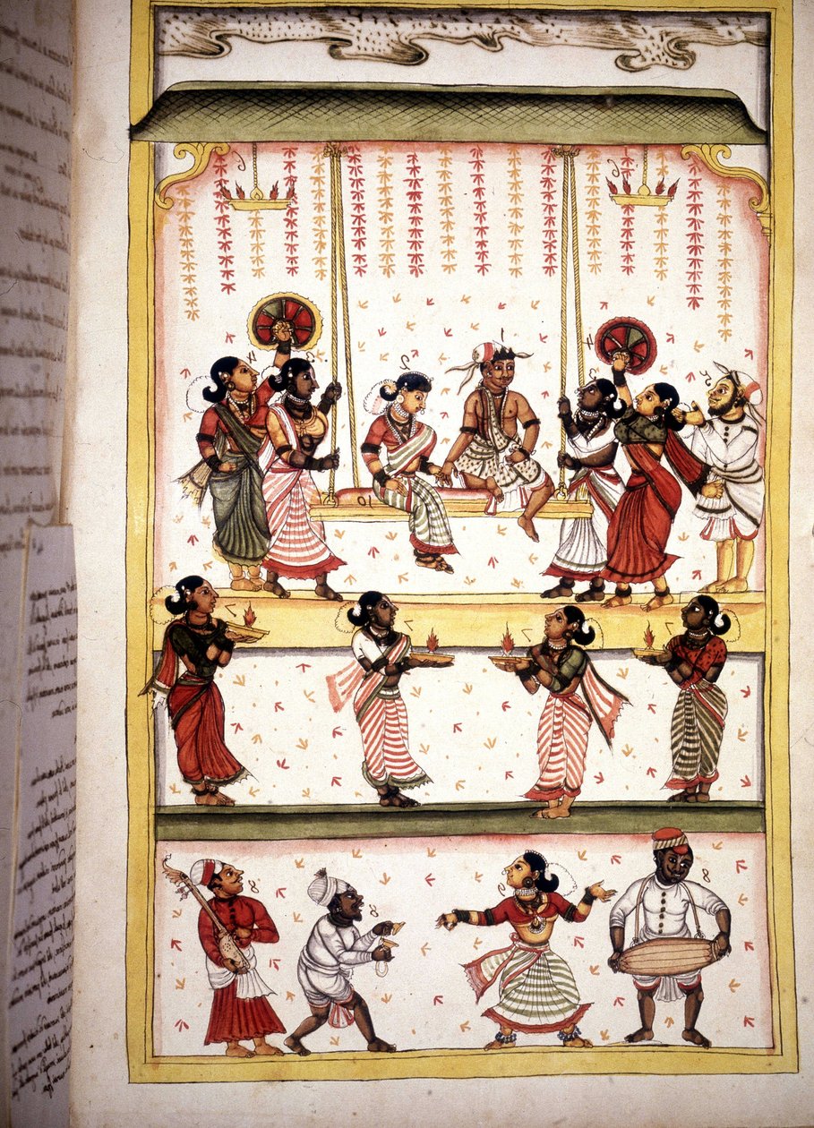 Brudefest Side fra manuskriptet (ms.8300) "History of Mogol"" (Moghul eller Moghol) af Stefano Nivibus Cardeira. 1700-tallet. Bibloteca marciana, Venedig af Unknown artist