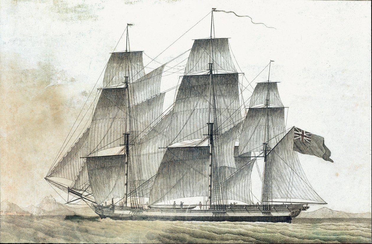 Britisk handelsskib (tryk fra 1700-tallet) af Unknown artist