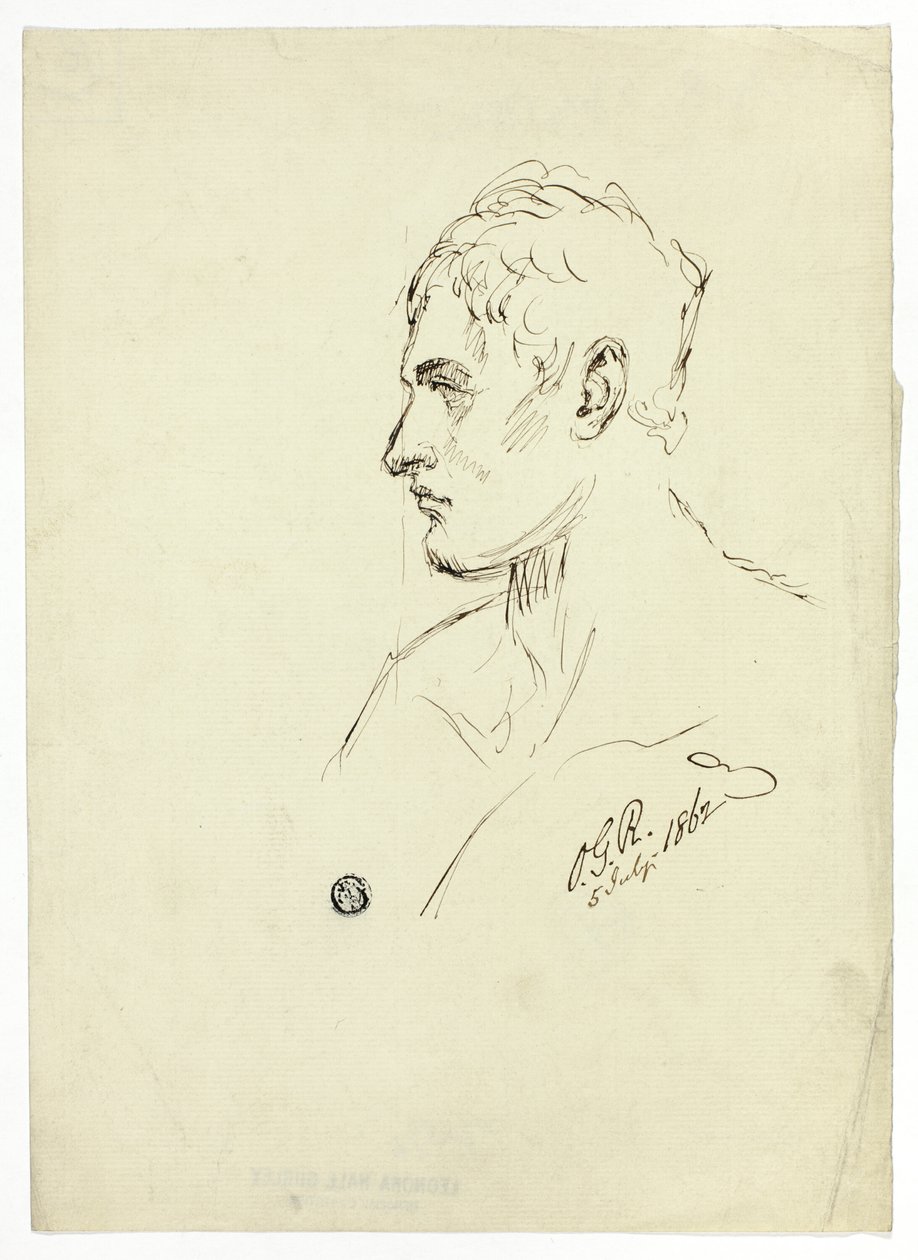Buste af ung mand i profil af Unknown artist