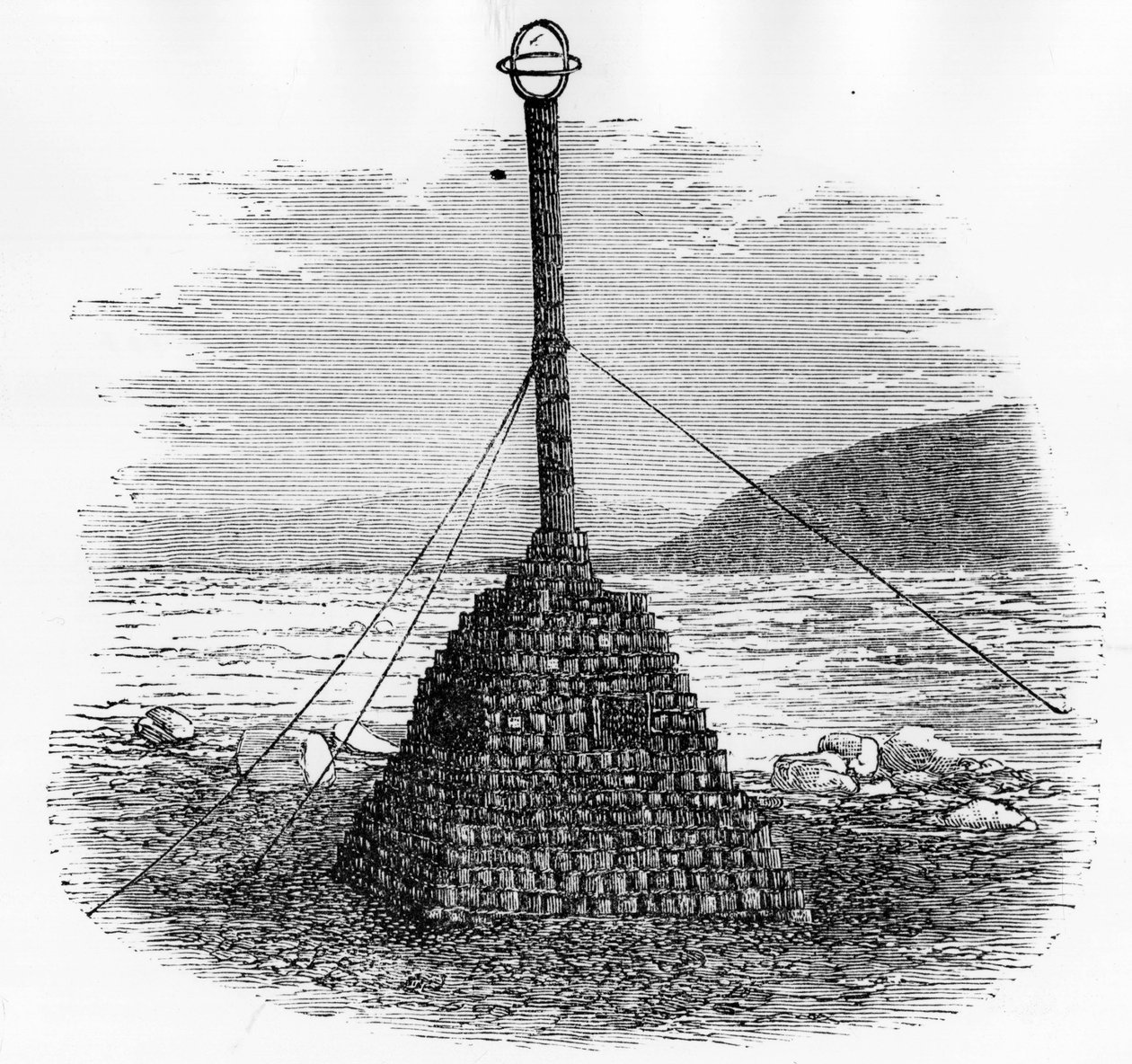 Cairn and Mailbox at the North Pole - Georges S. Nares, A Polar Sea Voyage, Paris: Hachette af Unknown artist