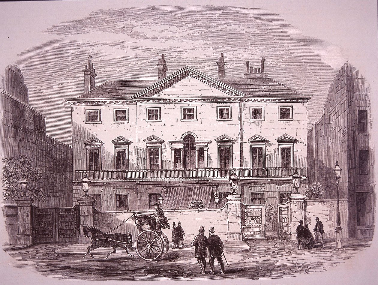 Cambridge House i Piccadilly i 1860, hjemsted for premierminister lord Palmerston af Unknown artist