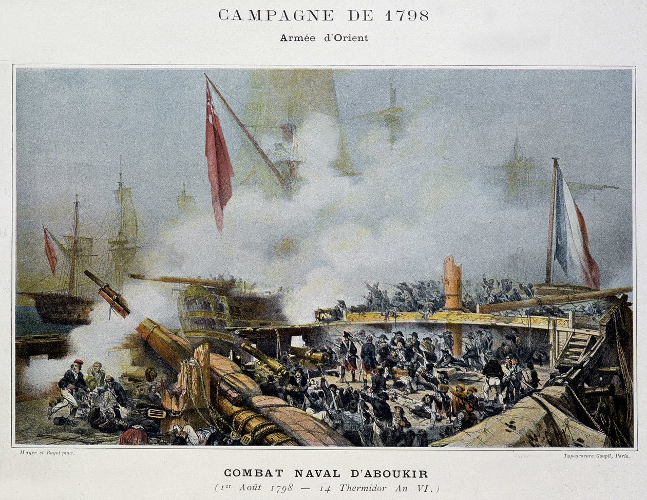Kampagne (Ekspedition) af Egypten (1798-1801): Slaget ved Aboukir - i "" Napoleons søslag"" af Unknown artist