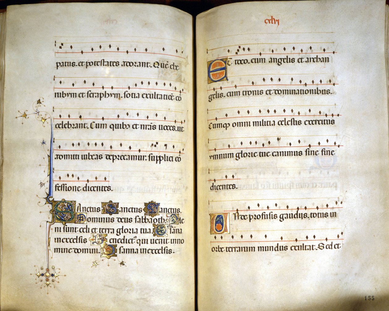 Kanon "" SANCTUS"" af Missal of Visconti af Unknown artist
