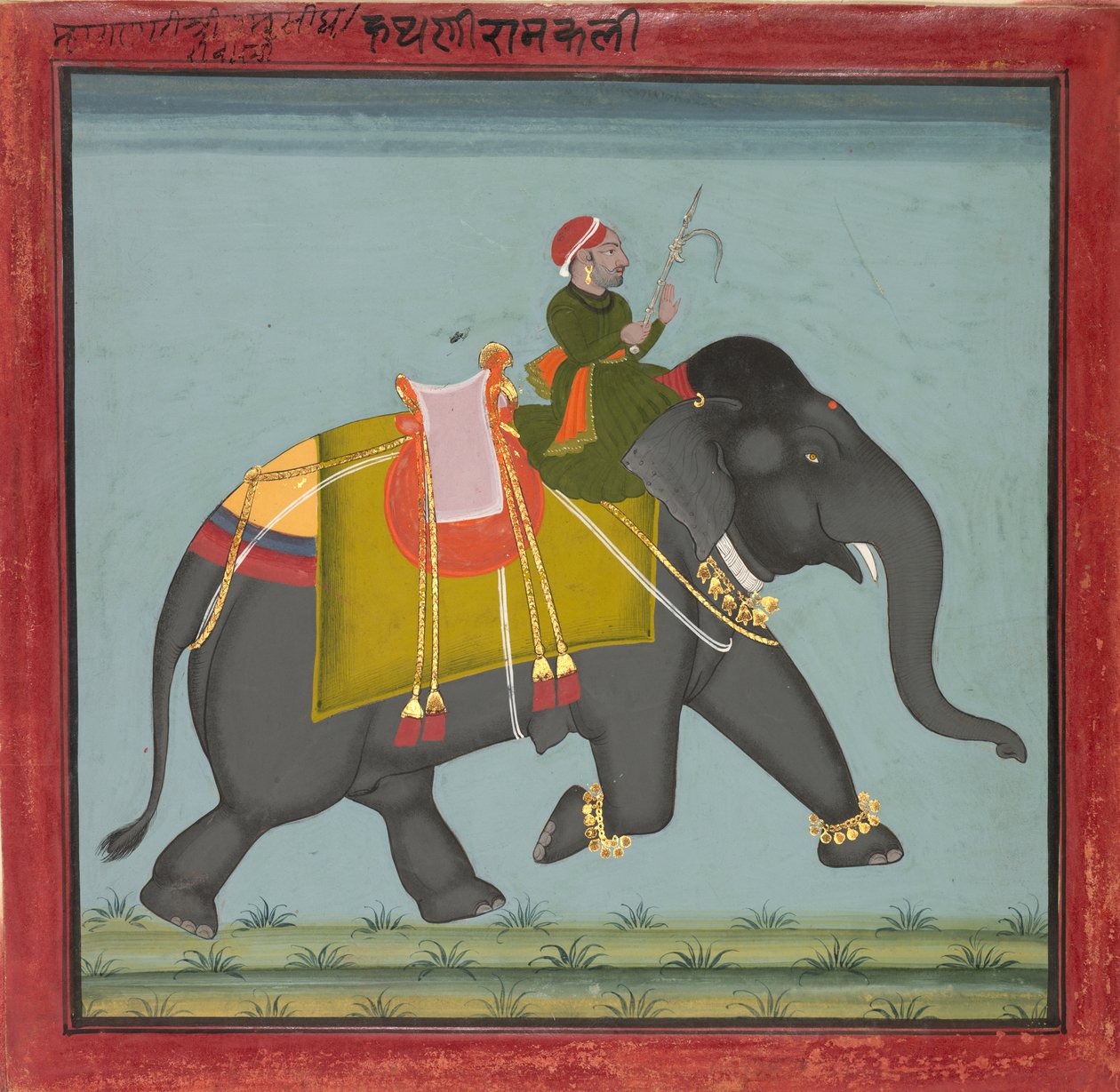 Kaparisoneret elefant med en Mahout af Unknown artist