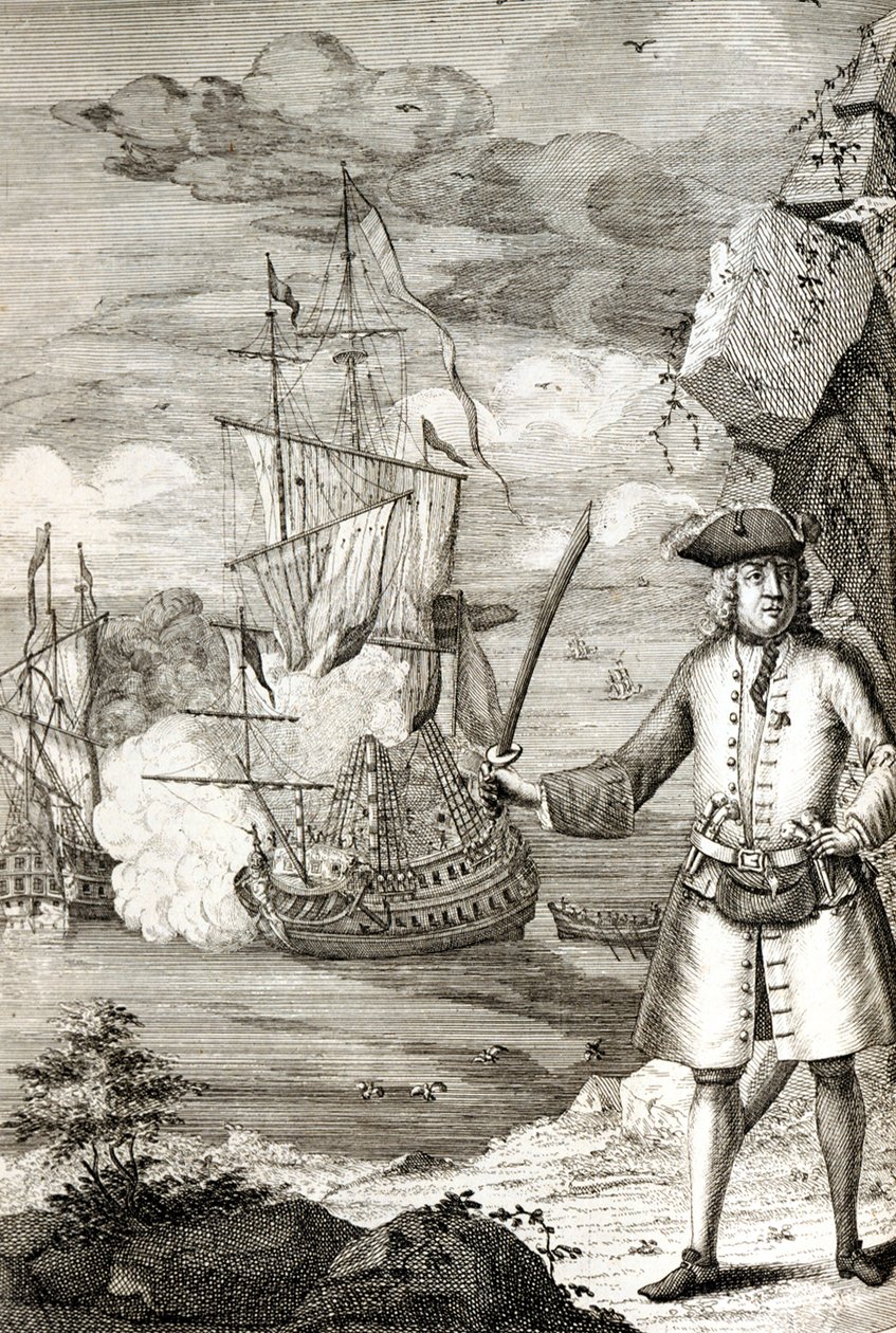Kaptajn Henry Avery tager et af den store moguls skibe af Unknown artist