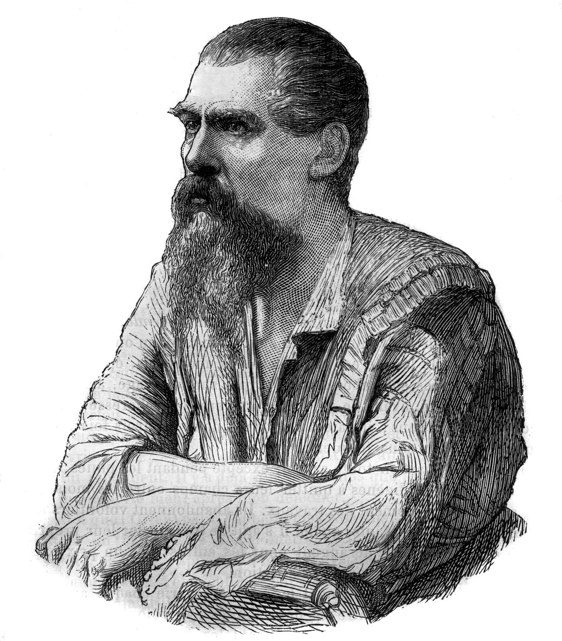 Kaptajn Richard Burton, britisk opdagelsesrejsende, forfatter, soldat og diplomat - Portræt af den britiske opdagelsesrejsende, forfatter og sprogforsker Sir Richard Francis Burton (1821-1890) - Indgravering i "" malerisk historie om store rejser i det nit af Unknown artist