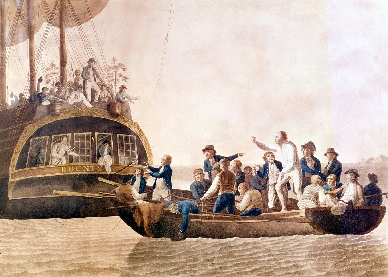 Kaptajn William Bligh (1754 - 1817) fra Bounty forladt af sin besætning. af Unknown artist
