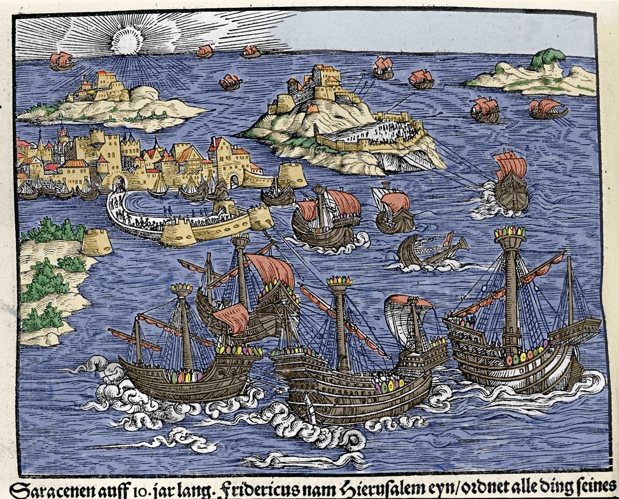 Erobringen af ​​Jerusalem af Saracenske hære i februar 638. I "Den Noble Strict Best Fromen"" af Johann Stumpff af Unknown artist