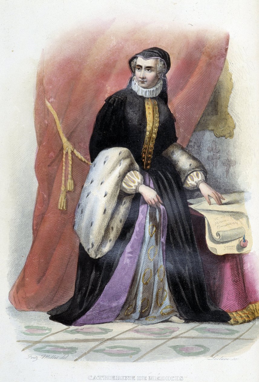 Catherine de Medici (Caterina de Medici) - i "" Le Plutarque francais"", red. Mennechet af Unknown artist