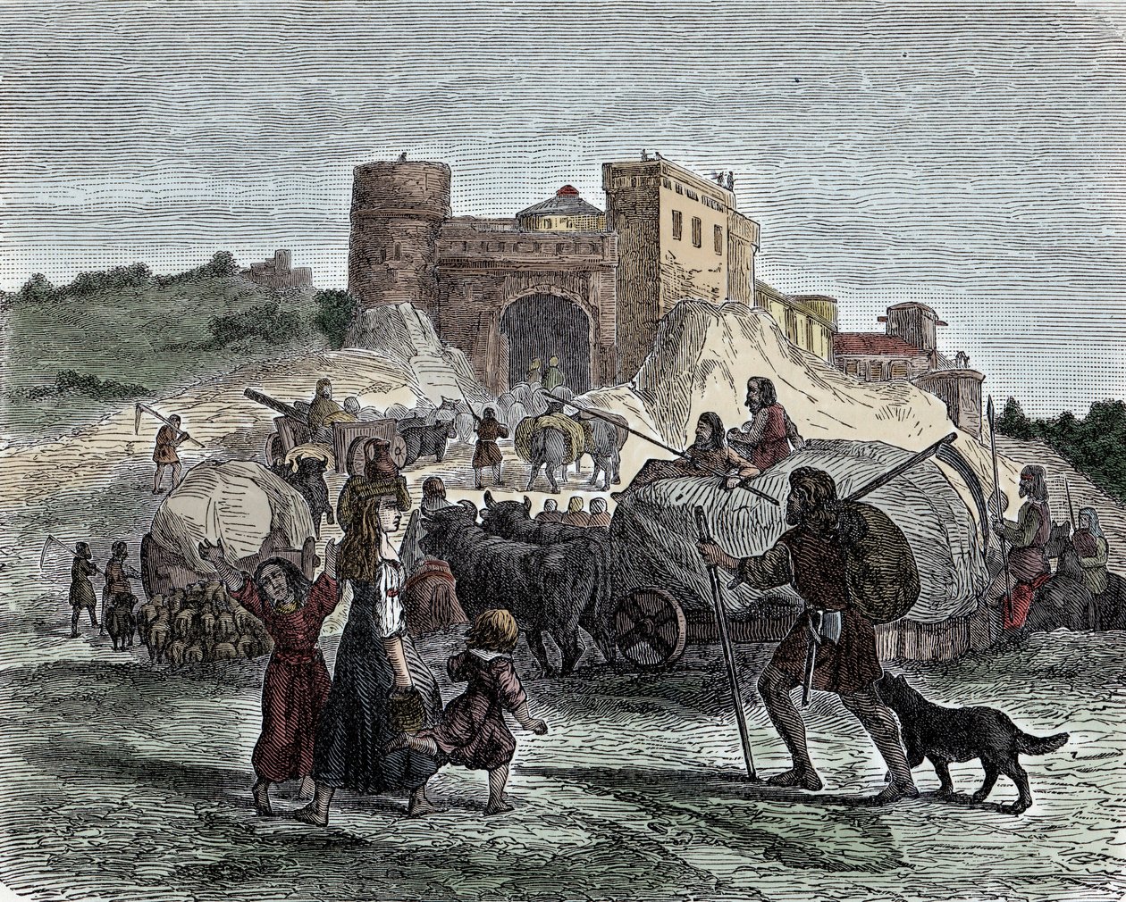 Kelterne i deres høvdingtjeneste - Keltisk civilisation, jernalder: Kelterne bringer deres ofre til rituelle ofre af Unknown artist