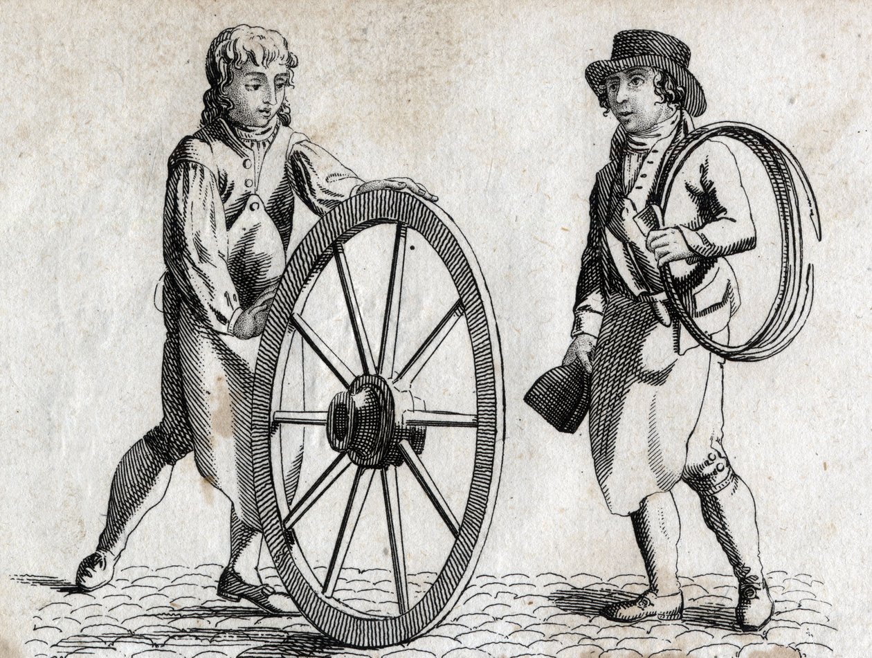 Charron med vognhjul og lærling Gravering sidst i 1700-tallet. af Unknown artist