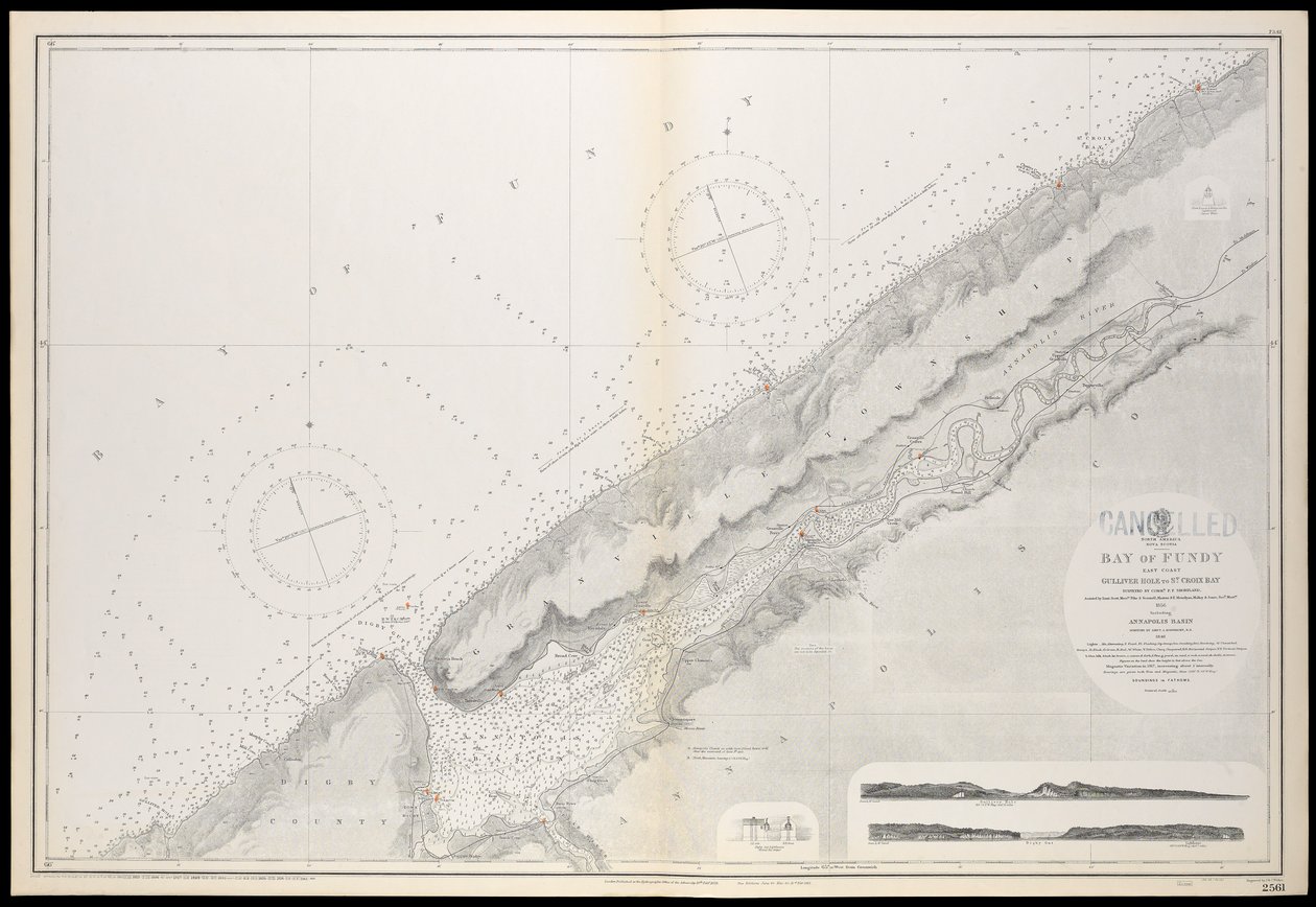 Kort over Nova Scotia, Bay of Fundy, Gullivers Hole to St Croix Bay, første gang udgivet 10. februar 1858 af Unknown artist