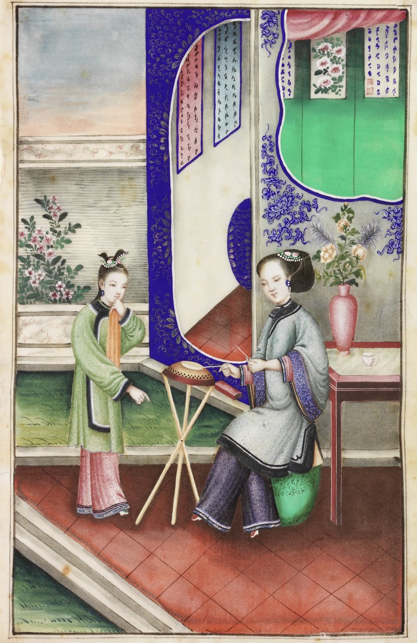 Kinesiske figurer (bodycolour på papir) af Unknown artist