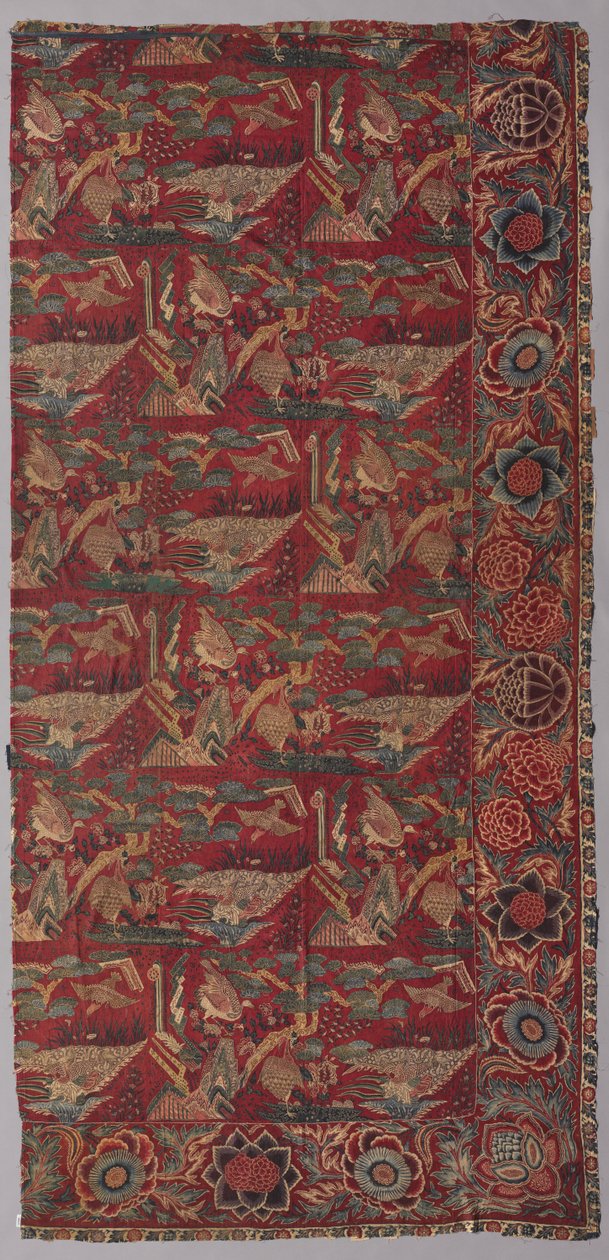 Chintz seng dækning eller hængende med et japansk-inspireret mønster, højre halvdel af Unknown artist