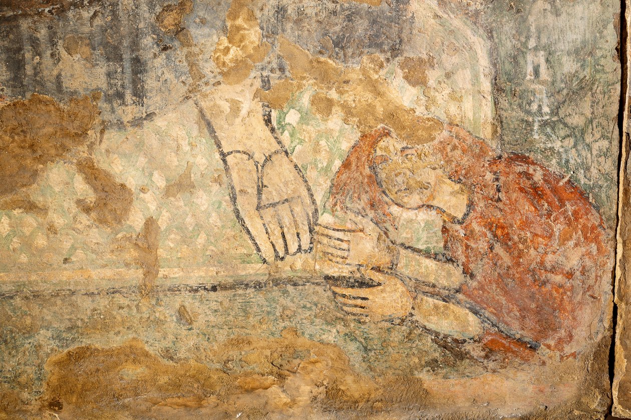 Kristus velsigner med Magdalene ved sine fødder, detalje af Unknown artist
