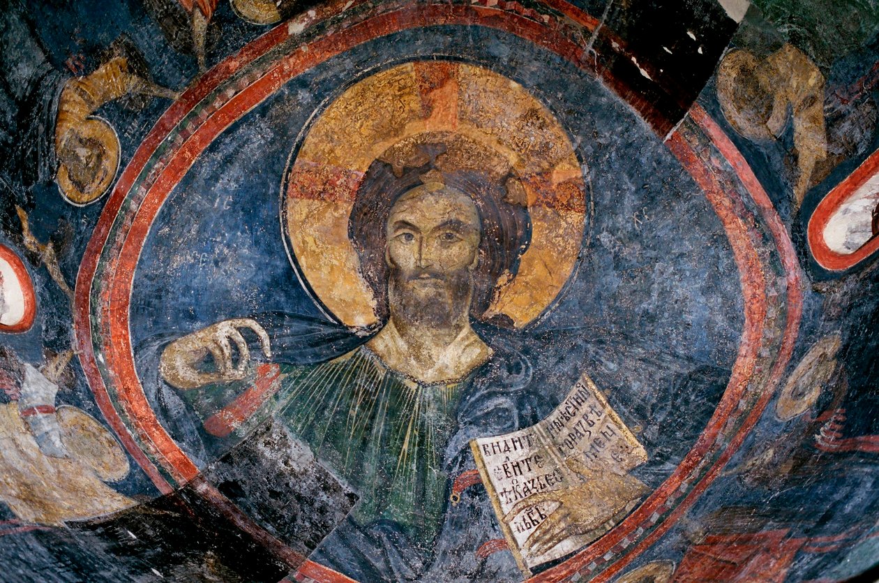Christ Pantocrator - Anonym - 13. århundrede - Fresco - Boyana Church, Sofia, Bulgarien ©FineArtImages/Leemage af Unknown artist