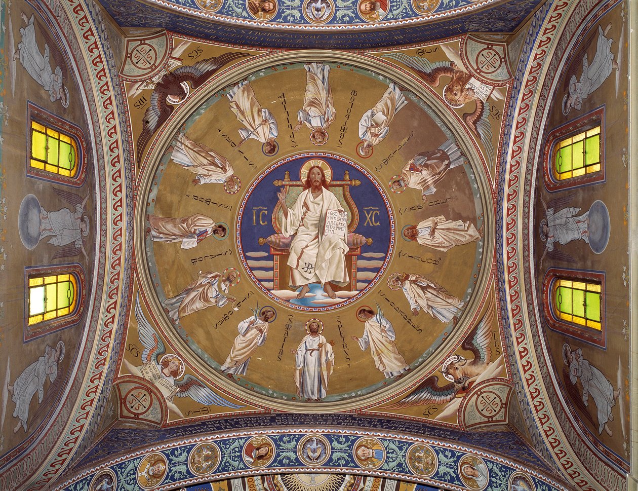Kristus pantokrator med apostlene (fresco af Unknown artist