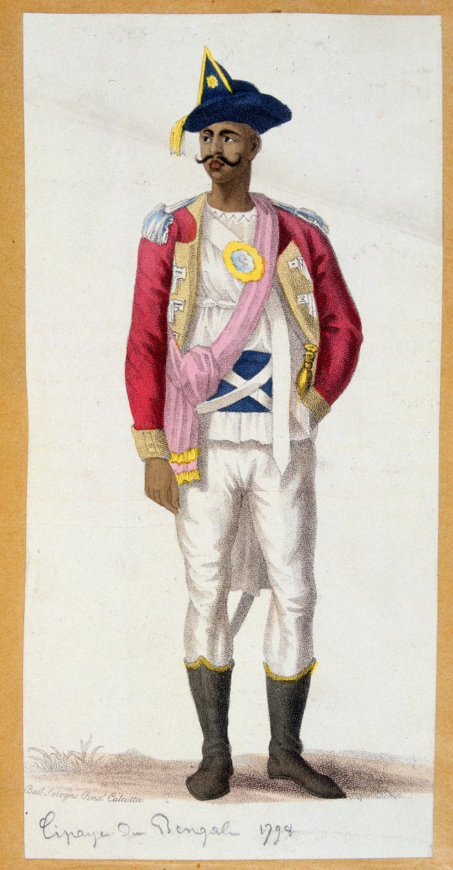 Cipaye du Bengal (Indien) - gravering, slutningen af det 18. århundrede. af Unknown artist