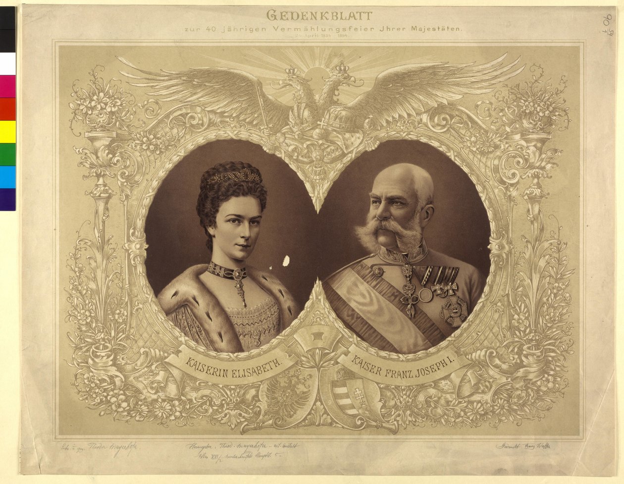 Festskrift for Hendes Majestæts 40 års bryllupsceremoni 24. April 1854 af Unknown artist