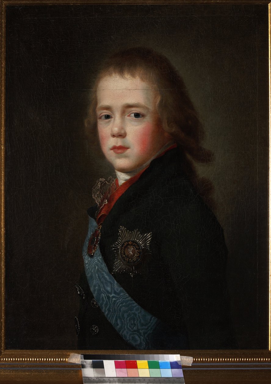 Constantin Pavlovitch, grand-duc de Russie eller Constantin Pavlovitch Romano - Portræt af storhertug Constantine Pavlovich af Rusland (1779-1831) som barn, Anonym. Olie på lærred af Unknown artist