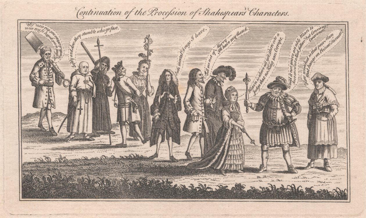 Fortsættelse af processionen af Shakespeares karakterer af Unknown artist