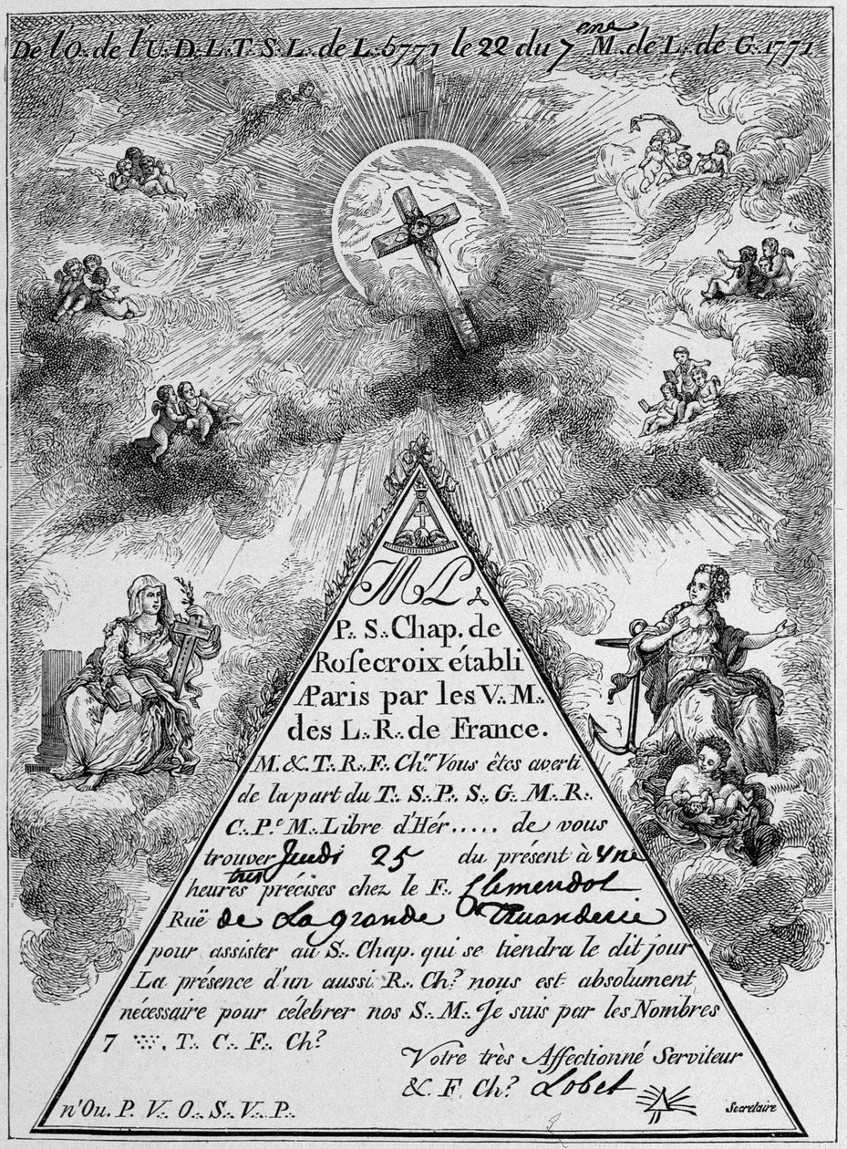 Indkaldelse af et rosenkors (facsimile) - Frankrig af Unknown artist