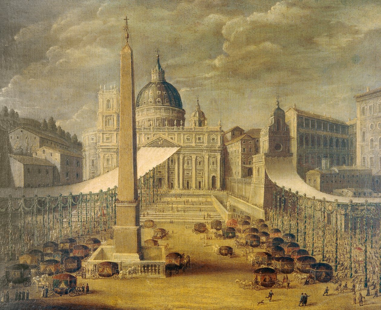 Corpus Christi procession på Peterspladsen på tidspunktet for pave Innocentius X, ca 1646, af en ukendt kunstner, olie på lærred af Unknown artist