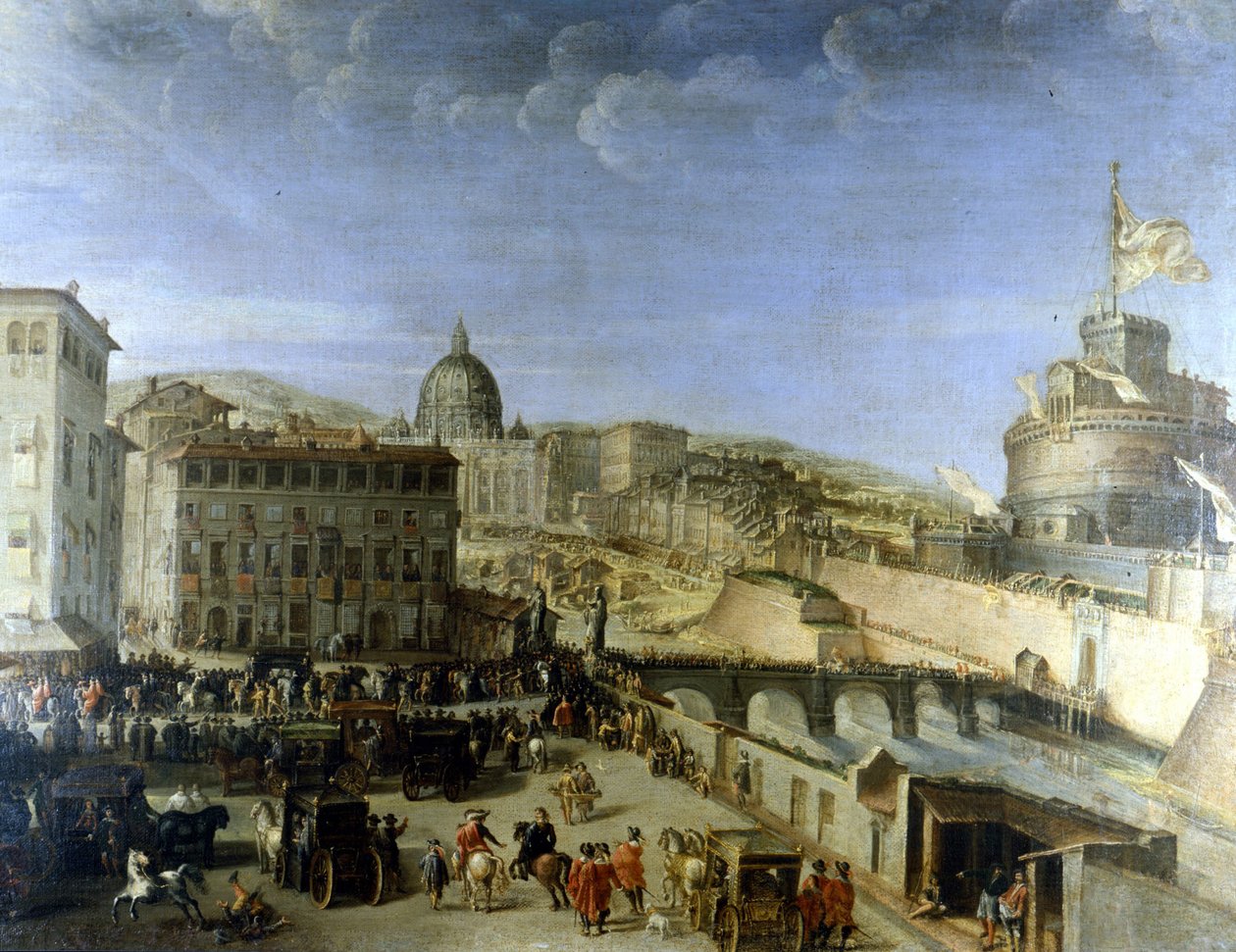 Pavens Cortege til Ponte S. Angelo i Rom af Unknown artist