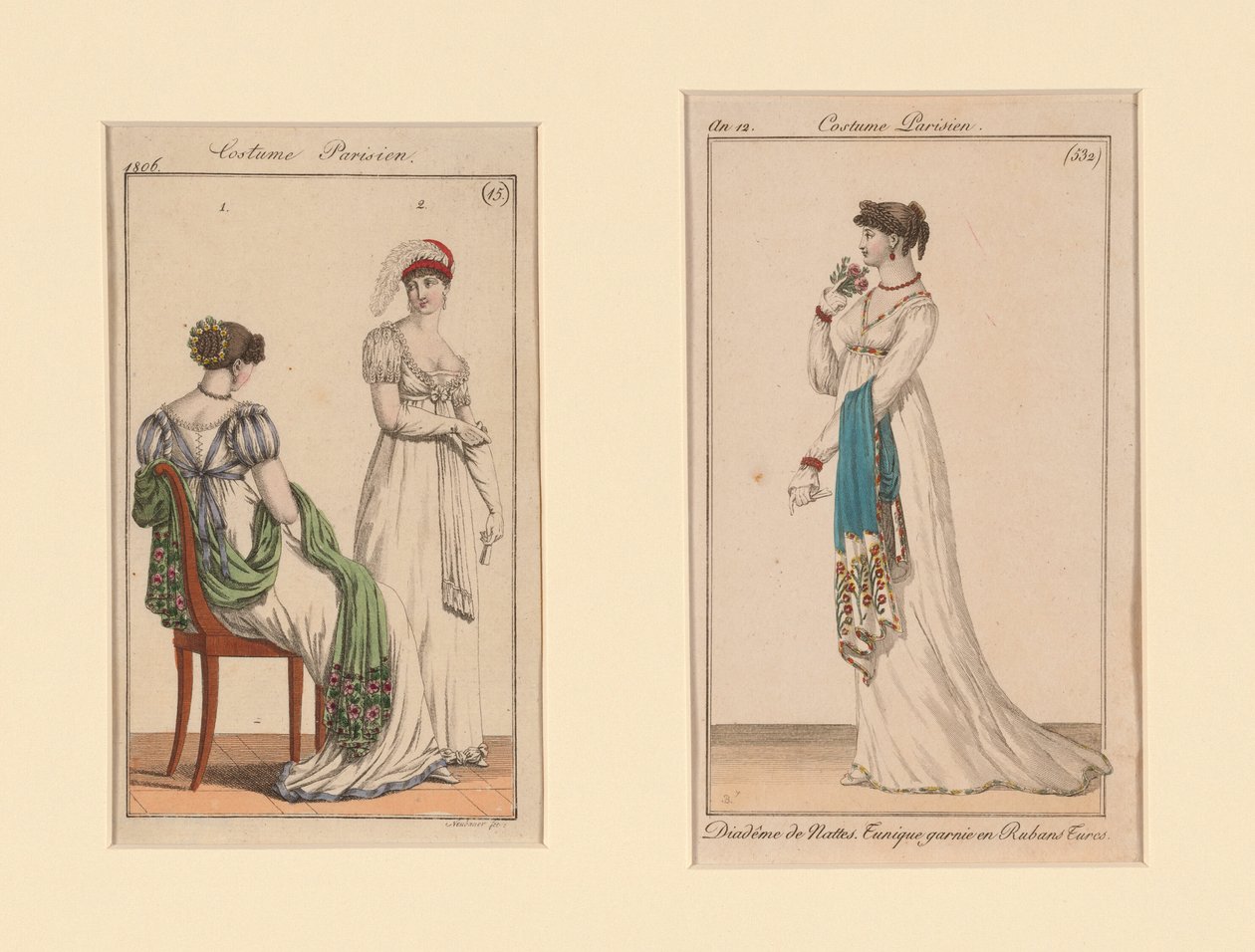 "Costume Parisien" modetavler fra Journal des Dames et Des Modes og Costume Parisien (The Journal of Ladies and Fashion) af Unknown artist
