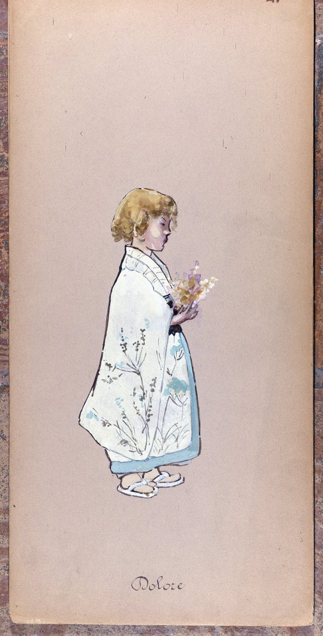 Kostume af Il Bambino (Il Dolore) til skabelsen af Madame Butterfly af Giacomo Puccini i 1904. Samling af Museo della Scala i Milano. af Unknown artist