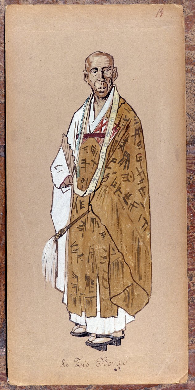 Kostume af Zio Bonzo til opførelsen af Madame Butterfly af Giacomo Puccini i 1904. Samling af Museo della Scala i Milano. af Unknown artist