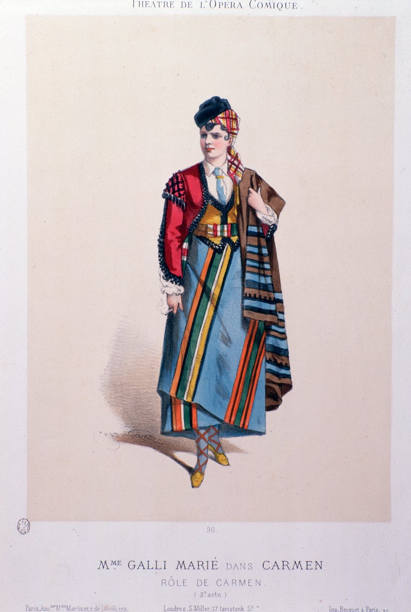 Kostume af sangerinden Celestine Galli-Marie i Carmen, opera af Georges Bizet af Unknown artist
