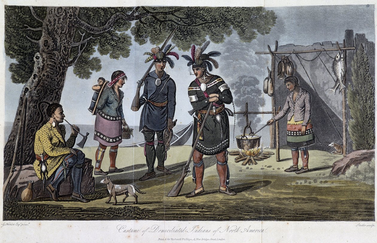 Kostumer af domicilerede indianere i Nordamerika, af Heriot, George (1766-1844) af Unknown artist