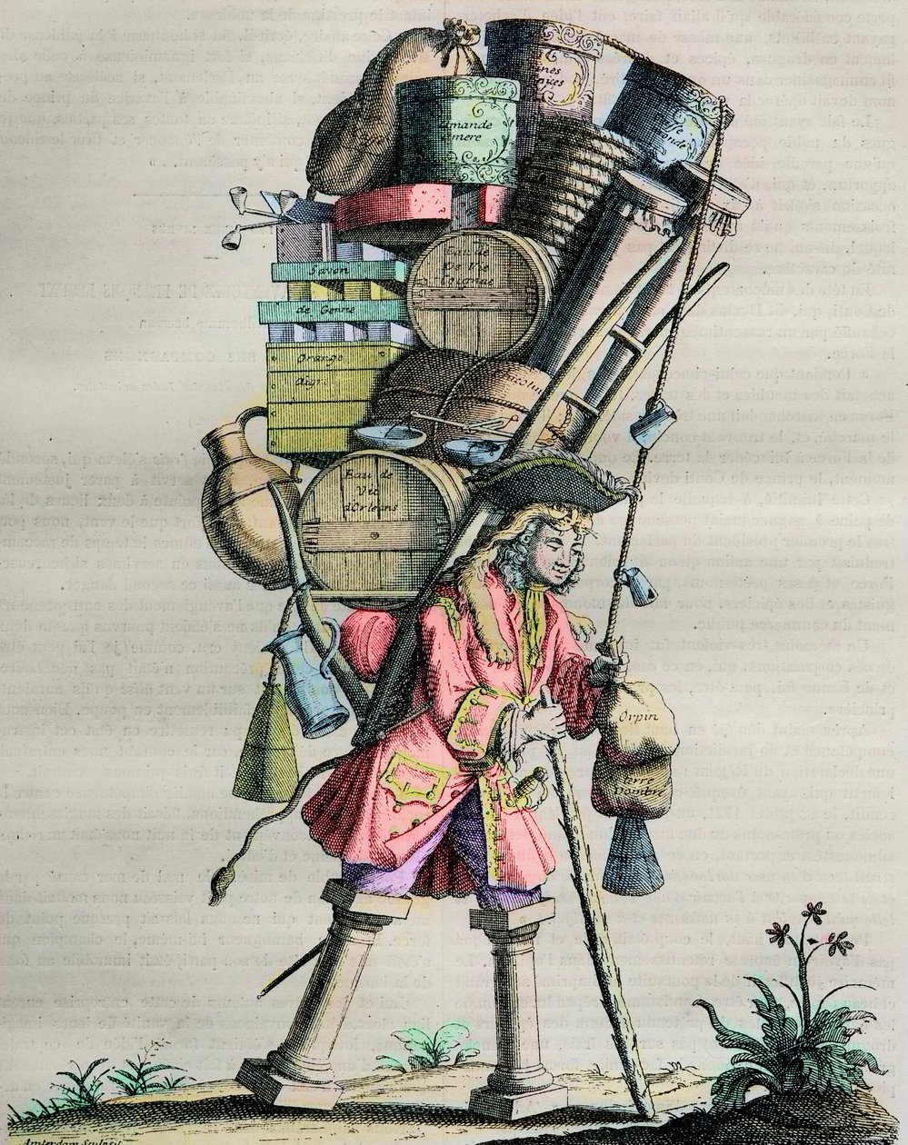 Kostumer fra Parisa gennem århundredet - Gravering nr. 81 med titlen "Admire la Force" - Karikatur lavet af drogister mod Armand Nompar II de Caumont (1679-1761) Hertugen af La Force anklager for monopol i 1721 af Unknown artist