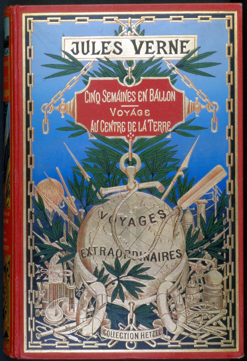 Cover "Fem uger i en ballon - Rejse til jordens centrum" af Jules Verne, red. Hetzel af Unknown artist