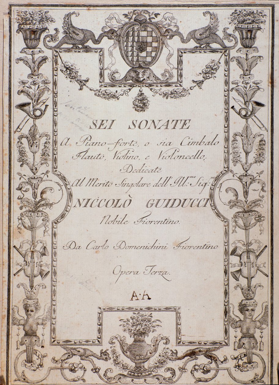 Cover af seks sonater, op. 3 af Carlo Domenighini af Unknown artist