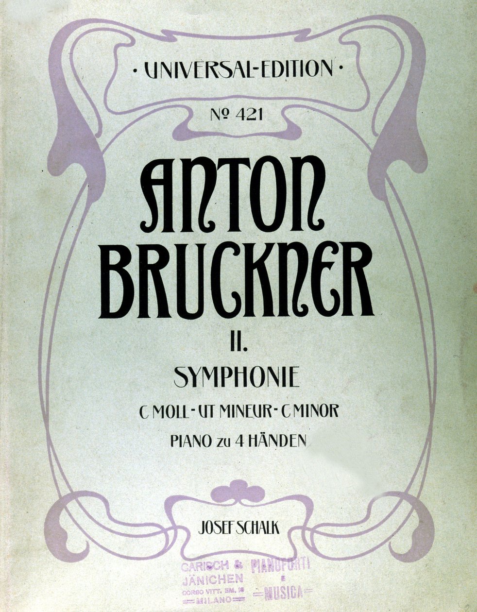 Cover af partituret til den anden c-molsymfoni af Anton Bruckner af Unknown artist