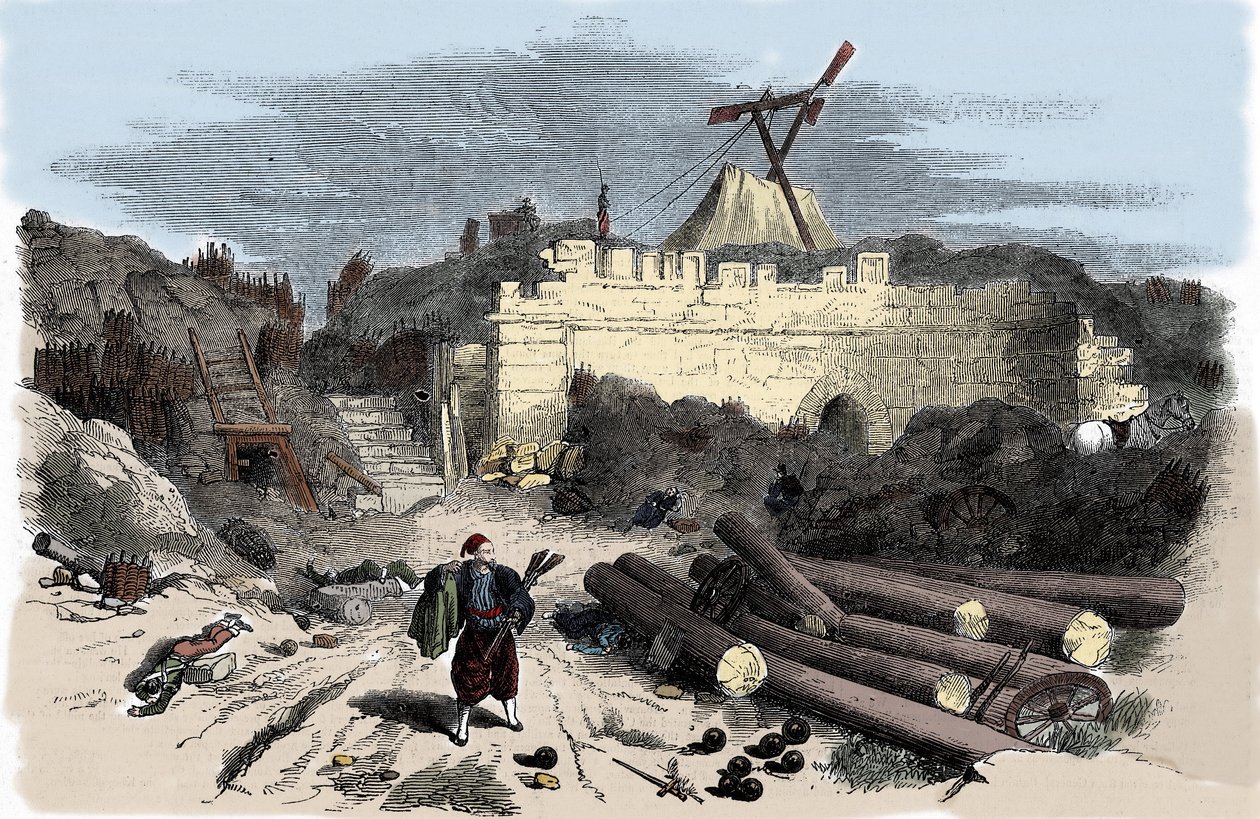 Krimkrigen (1853-1856): Claude Chappes telegraf til Malakoff - gravering af Unknown artist