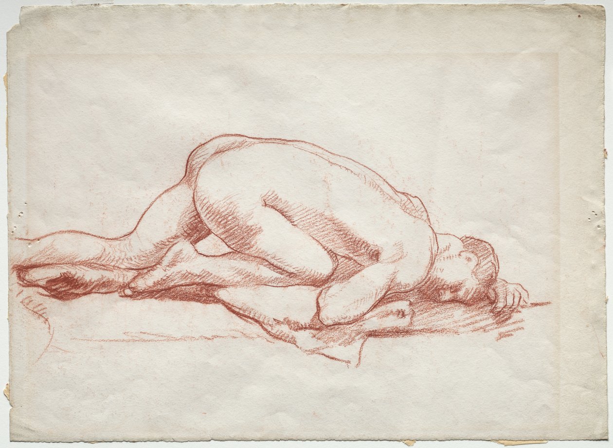 Krøjende nøgen mand af Unknown artist