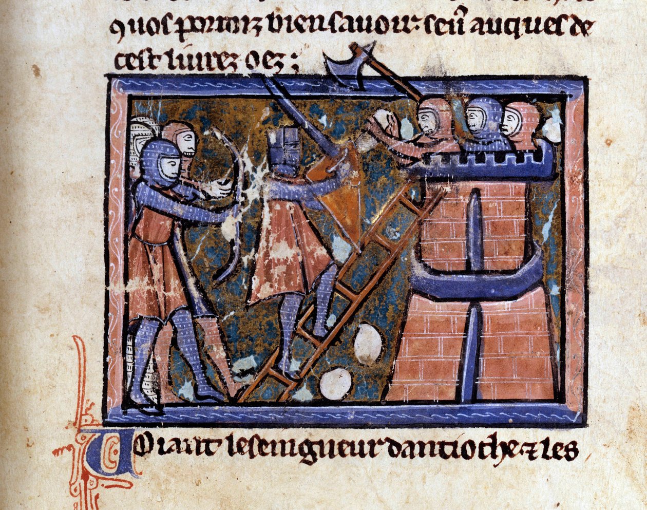 Korstog (sandsynligvis det første): indtoget af Jerusalem af korstogene. Miniature fra et manuskript af William af Tyrus (ca. 1128-1186) af Unknown artist